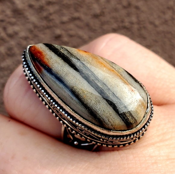 New Amazing Picasso Jasper 925 Silver Ring. - Picture 1 of 14